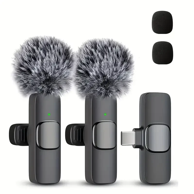 Clip-On Wireless Microphone with Noise Reduction – USB-C, Battery-Powered, Ideal for Live Streaming & Video Conferencing, Black