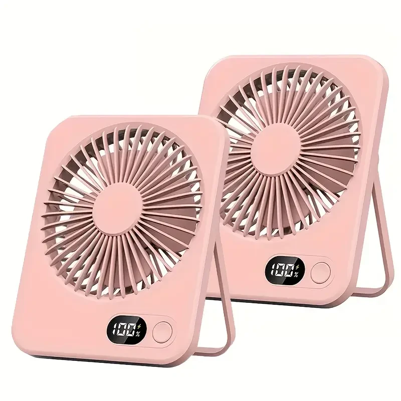 2-Pack Rechargeable Portable Desk Fans – 6.5" Personal Fans with 2000mAh Battery, USB-Powered, Slim & Silent, 4 Speeds, Power Bank Function – Ideal for Travel, Office, Indoor & Outdoor Use