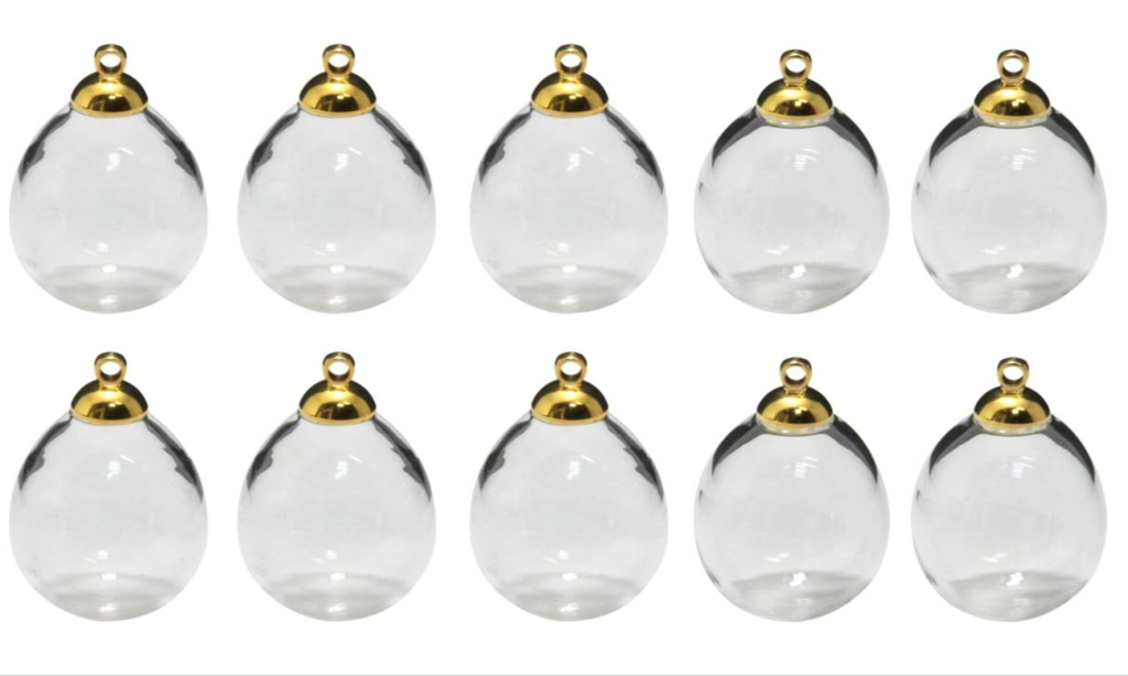 starPG たまご型 20mm ガラスドーム 10セット　ゴールド　Egg-shaped 20mm Glass Dome with Cap – 10 Sets　 Gold