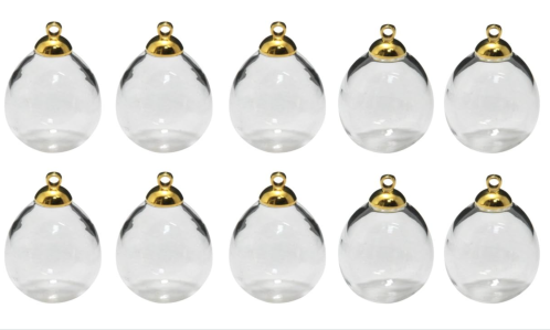 starPG たまご型 20mm ガラスドーム 10セット　ゴールド　Egg-shaped 20mm Glass Dome with Cap – 10 Sets　 Gold