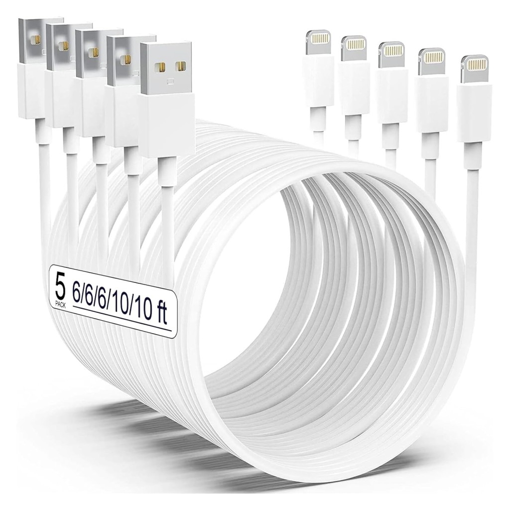 Apple MFi Certified iPhone Charger – 5Pack [6FT/6FT/6FT/10FT/10FT] Long Lightning Cables, Fast Charging Cord for iPhone 14/14 Pro/Max, 13, 12, 11 Pro Max, XS MAX, XR, XS, X, 8, Plus