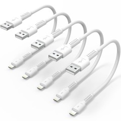 6-Inch iPhone Charging Cable – 5-Pack Short USB to Lightning Cords (0.5FT)