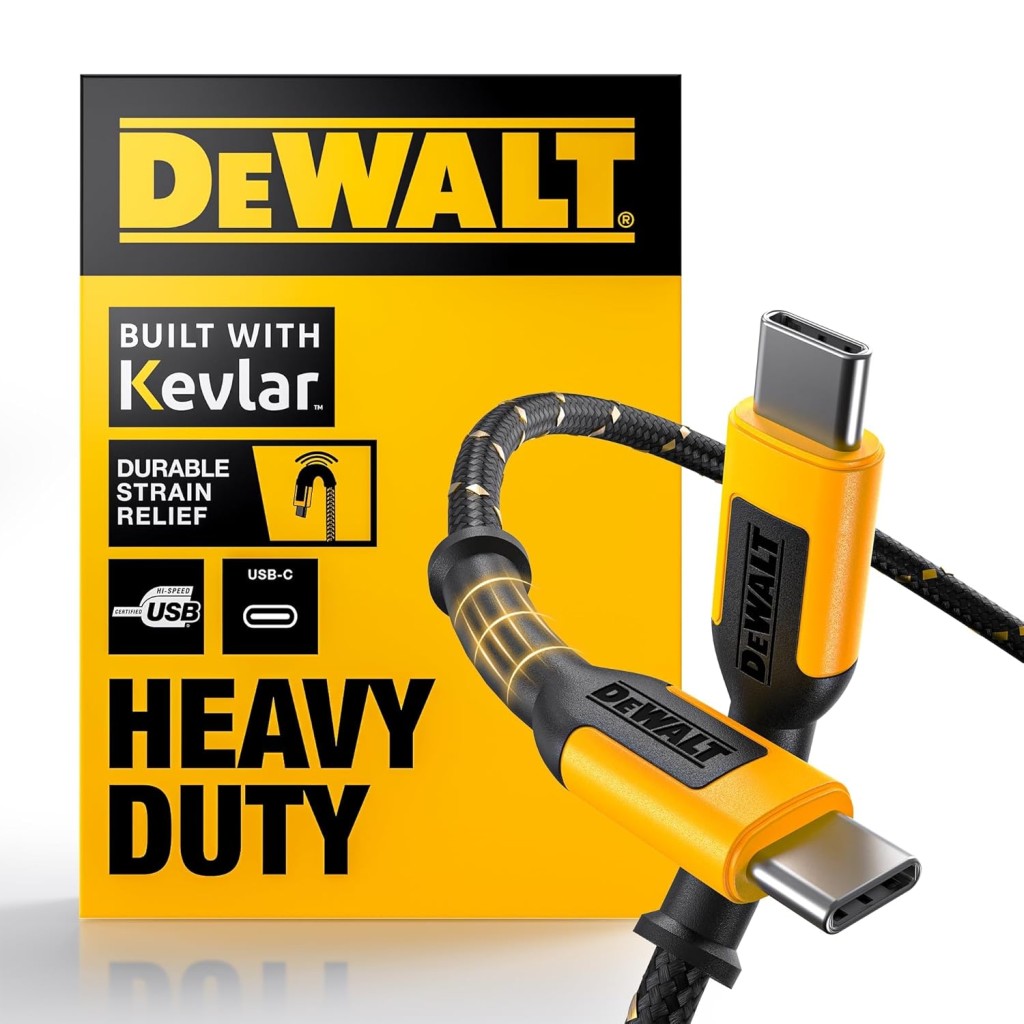 🔧 DEWALT Heavy Duty USB-C Cable (4ft, 60W PD Fast Charge)