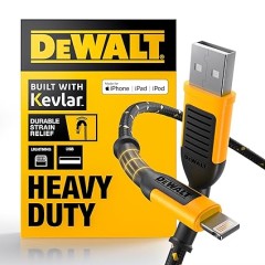 DEWALT Heavy Duty Lightning Cable – 10FT Durable iPhone Charger
