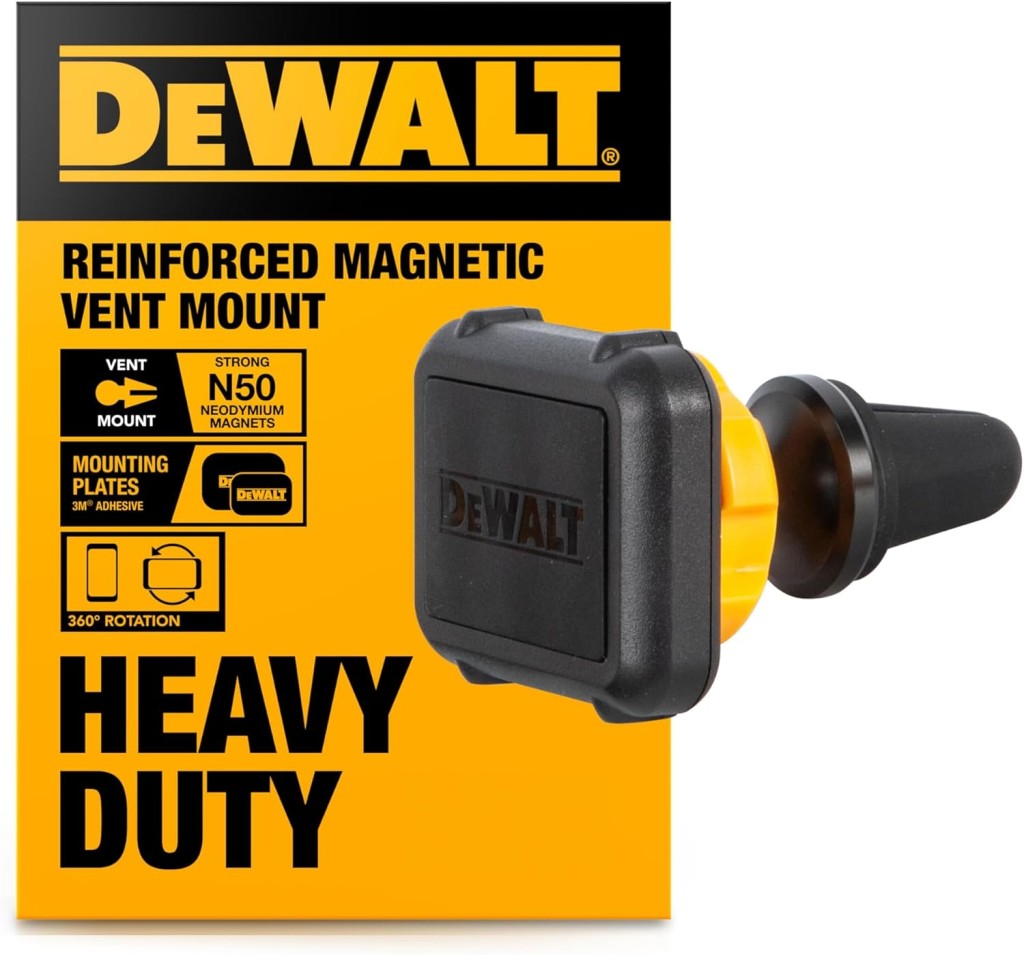 DEWALT Heavy Duty Magnetic Phone Holder for Car – Universal Air Vent Mount