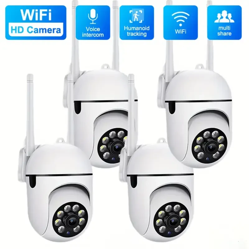 4-Pack WiFi Security Cameras – 1080P Wireless Outdoor/Indoor Surveillance with 360° Panoramic View & Smart Motion Tracking