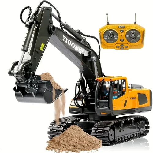 Realistic RC Excavator Toy – 9-Channel 2.4GHz Remote Control Construction Vehicle with Lights & Sounds