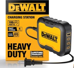 DEWALT Heavy Duty 4-Port USB-C Charger Block, 100W Fast Charging Hub with 6ft Power Cord