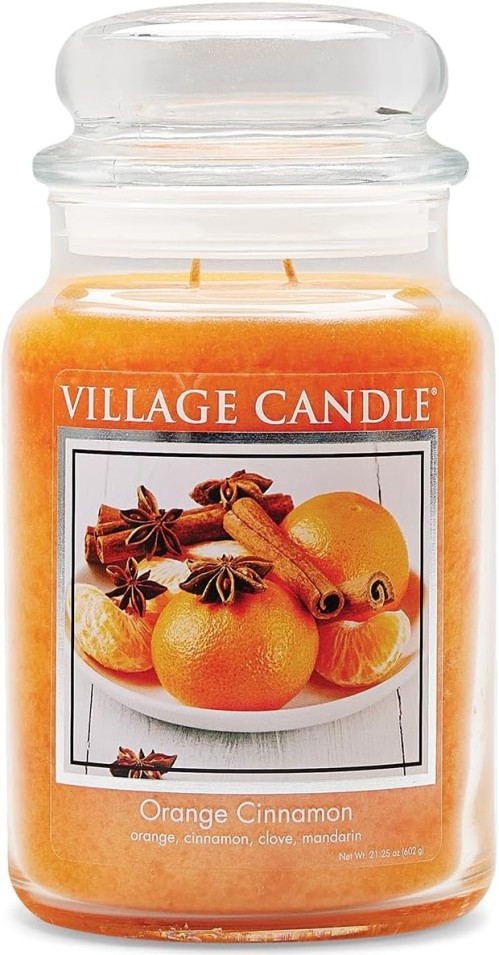 🍊 Village Candle – Orange Cinnamon (Large Jar, 21.25 oz)