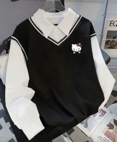 Collared Hello Kitty Print Long Sleeve