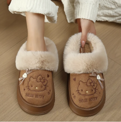 Dark Brown Hello Kitty Women’s Slippers