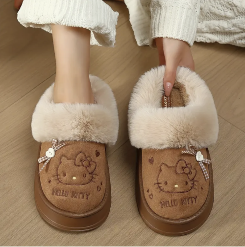 Dark Brown Hello Kitty Women’s Slippers