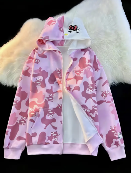 Pink Hello Kitty Full-Zip Hooded Jacket