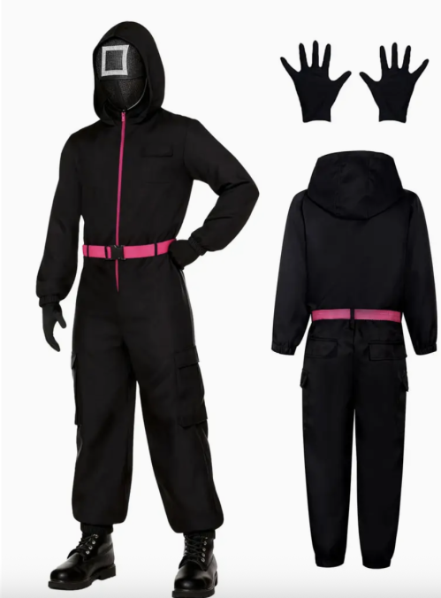 Black and Red Squid Game Guard Costume