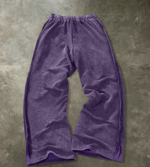 Purple Loose-Fit Cotton Sweatpants