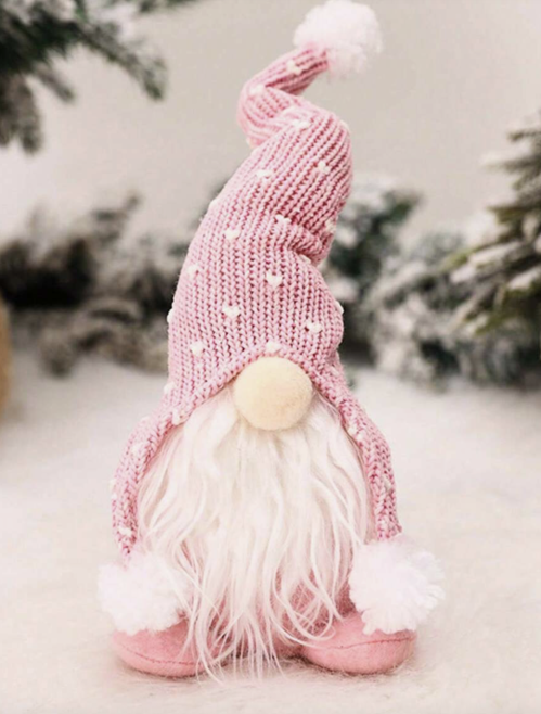 Knitted Pink Santa Claus Figurine