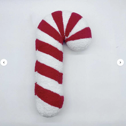 Red Candy Cane Plush Pillow
