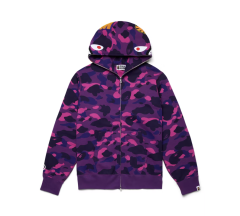Purple BAPE Color Camo Shark Full Zip Hoodie