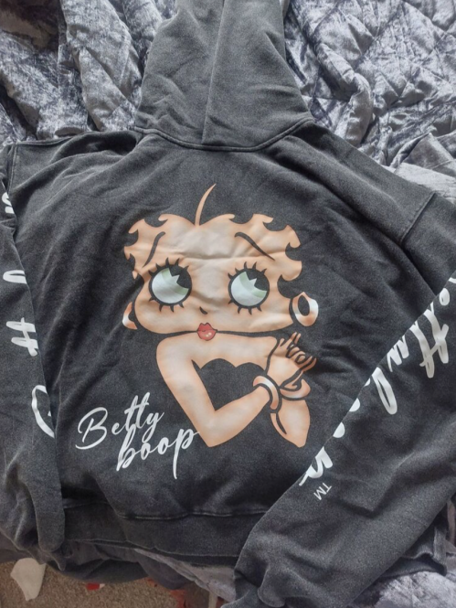 Grey Cartoon Betty Boop Hoodie