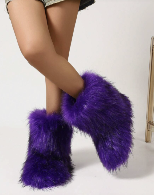 Purple Faux Fur Boots