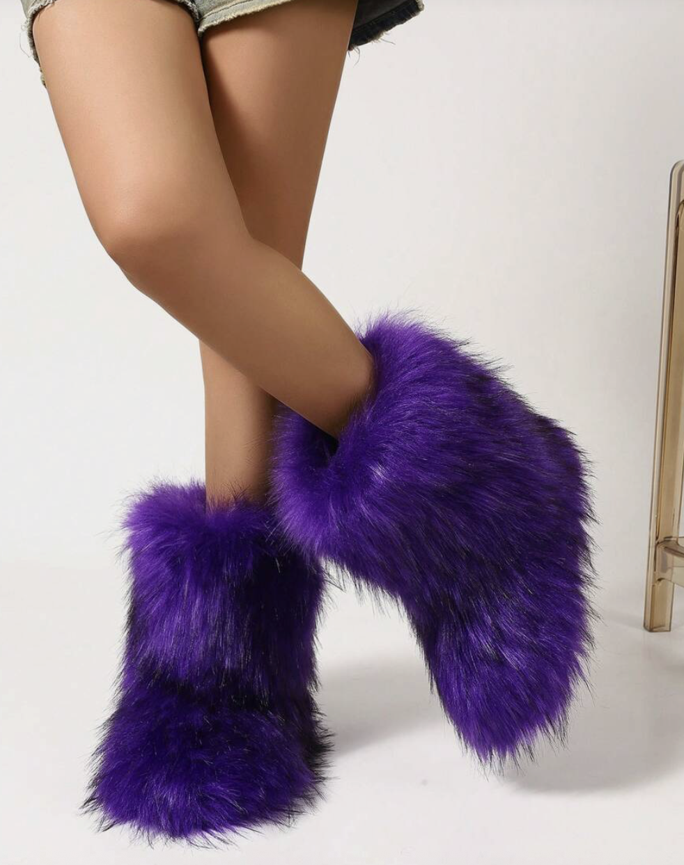 Purple Faux Fur Boots