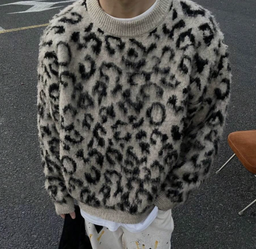 Leopard Print Color-Blocked Sweater