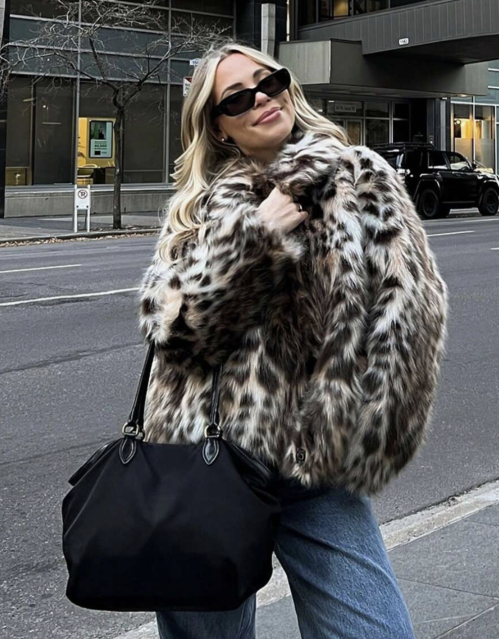 Leopard Print Faux Fur Coat