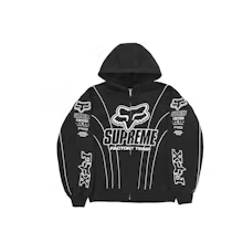 Black Supreme x Fox Racing Zip-Up Hooded Sweatshirt