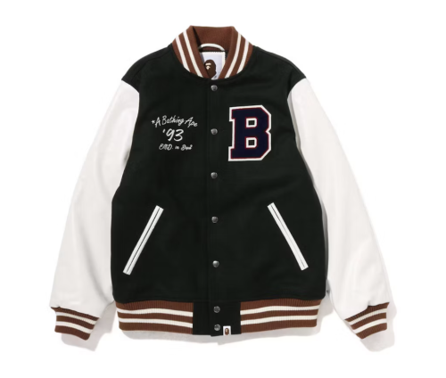 Green BAPE x END. Varsity Jacket