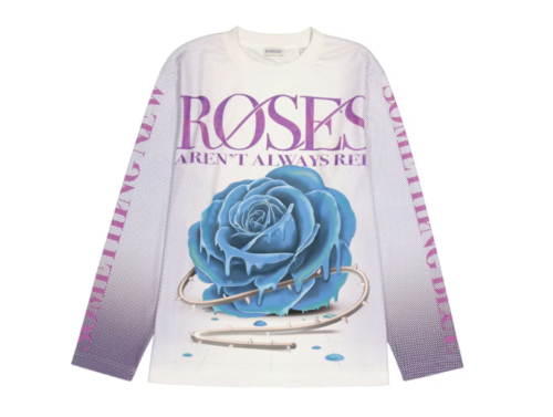 Purple Burberry Rose Print Long Sleeve T-shirt