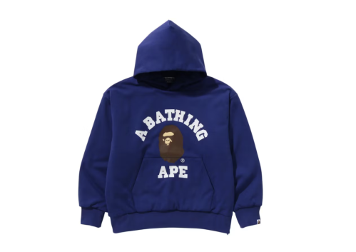 Blue BAPE College Puffy Relaxed Fit Pullover Hoodie