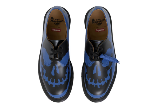 Blue Black Dr. Martens 1461 3-Eye Shoe Supreme Skull