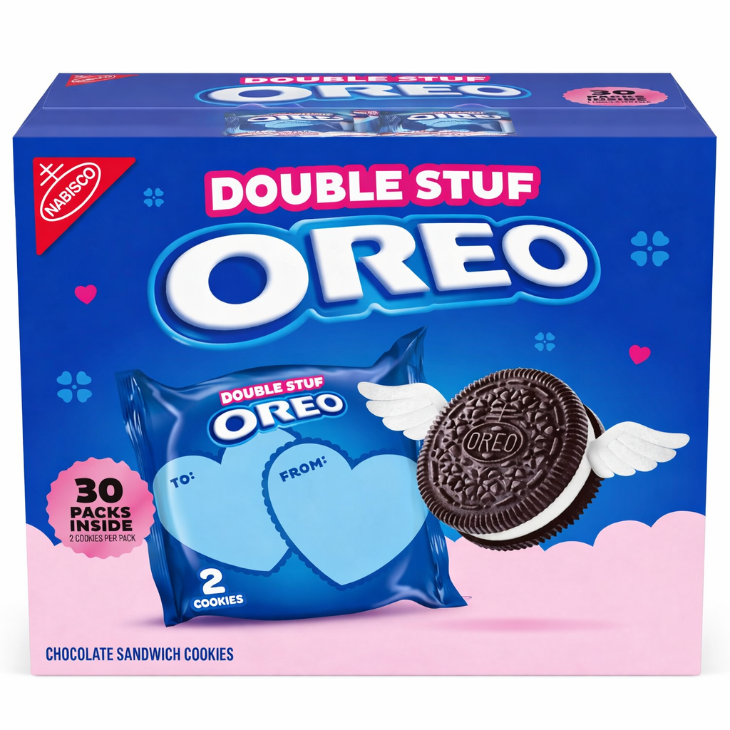 OREO Double Stuf Valentine’s Day Chocolate Sandwich Cookies – 30 Snack Packs (2 Cookies Per Pack)