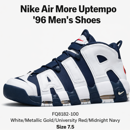 Nike Air More Uptempo ’96 – White/Metallic Gold/University Red/Midnight Navy (FQ8182-100) | Men’s Size 7.5