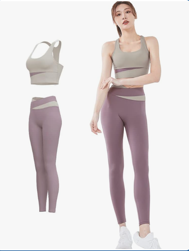 Women's Sports Bra Set - Non-Slip, Well-Supporting, Yoga, Training, Stretchy, Fashionable, Perfect Shape, Comfortable Movement, 2-Piece Upper and Lower Set