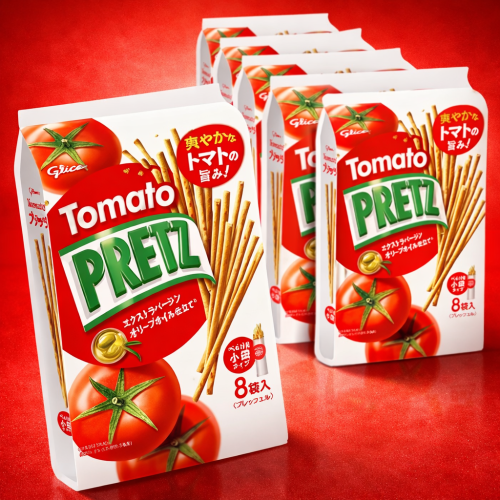 Glico Pretz Tomato 3.9 oz (110g) – 8 Packs x 6 Boxes – Extra Virgin Olive Oil Pretzel Sticks