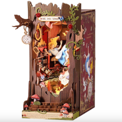 ROBOTIME 3D Puzzle Book Nook Kit 3D Wood Puzzle Miniature Dollhouse Miniature Kit Wooden Handmade Craft Book Stand Assembly Bookshelf