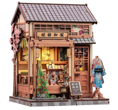 CuteBee Booknock Kit, Dollhouse, Miniature House Kit, Wooden Puzzle, Built-in LED Light, 3D Puzzle, Bookends