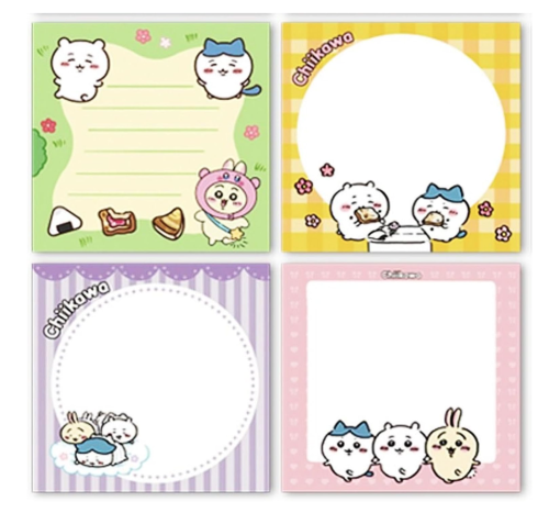 Sticky Notes, 16 x 20 Pieces, Hachiware, Rabbits, Momonga, Square, Sticky Notes, Cute, Notebook, Writing, Notepad Paper