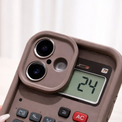 Brown Matte 2D Calculator Design Phone Case – Lightweight & Durable