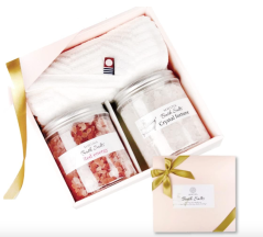 MAYUNA Bath Salt, Gift Set, 8.8 oz (250 g), 2 Types, Includes Imabari Towel, Luxury Bath Salt