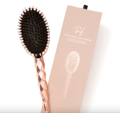 Shiv Dual Oval Hair Brush – Shiny Pink Gold