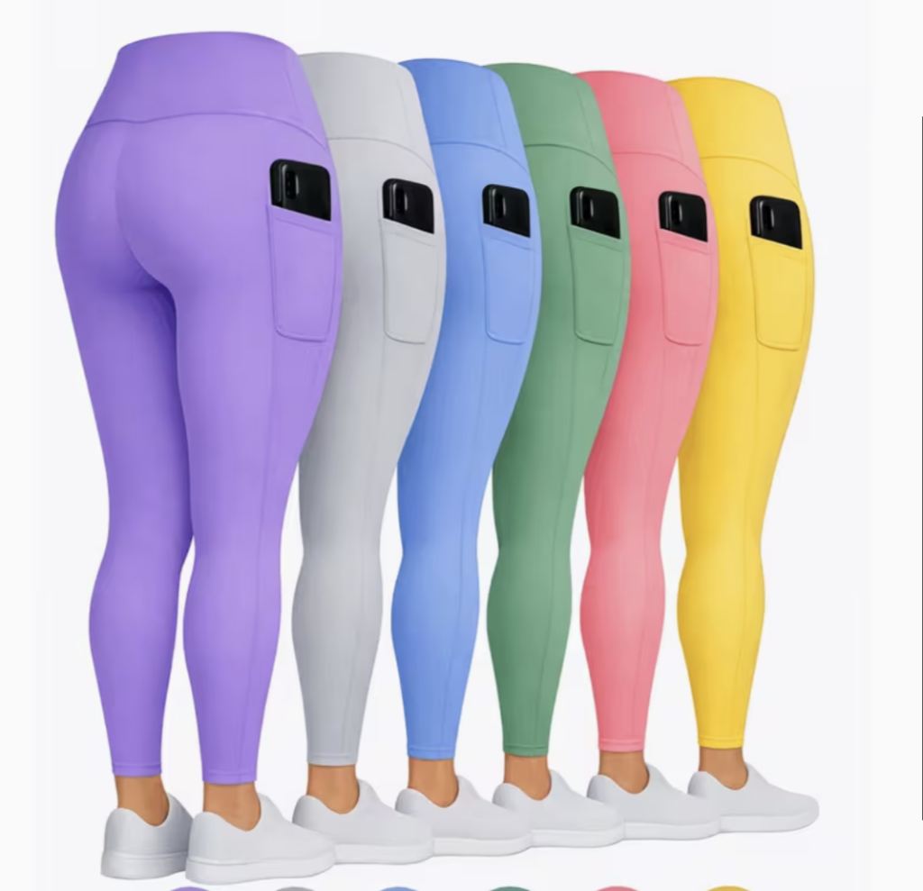 6-Pack High-Waist Yoga Leggings with Pockets