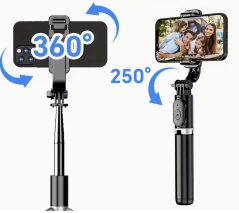Retractable Selfie Stick Tripod with Wireless Remote & 360° Rotation