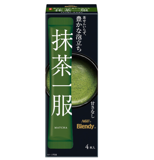 AGF Blendy Matcha Ippuku, No Milk, 4 Sticks × 6 Boxes 【 Powdered Matcha 】【 Sugar-Free 】
