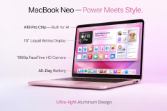 Apple MacBook Neo 13" (2026) – A18 Pro Chip, 8GB RAM, 256GB SSD, Liquid Retina Display, Blush