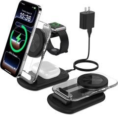 3-in-1 Magnetic Wireless Charging Station – Foldable MagSafe Charger for iPhone, Apple Watch & AirPods