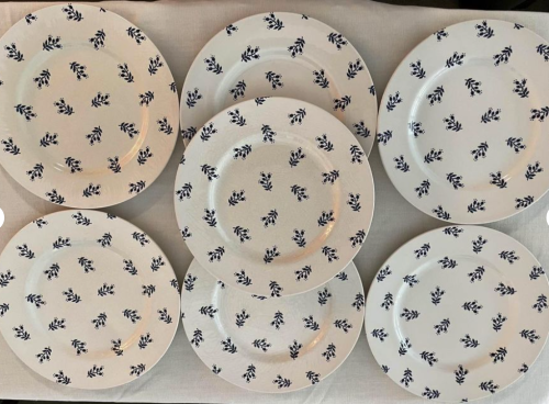 Ralph Lauren Denimware 11” Dinner Plate Flowers Set of 7