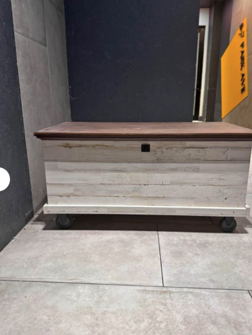 Wood Trunk with storage and wheels