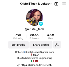 Tiktok advertisment on @kristel_tech - 88.5k followers
